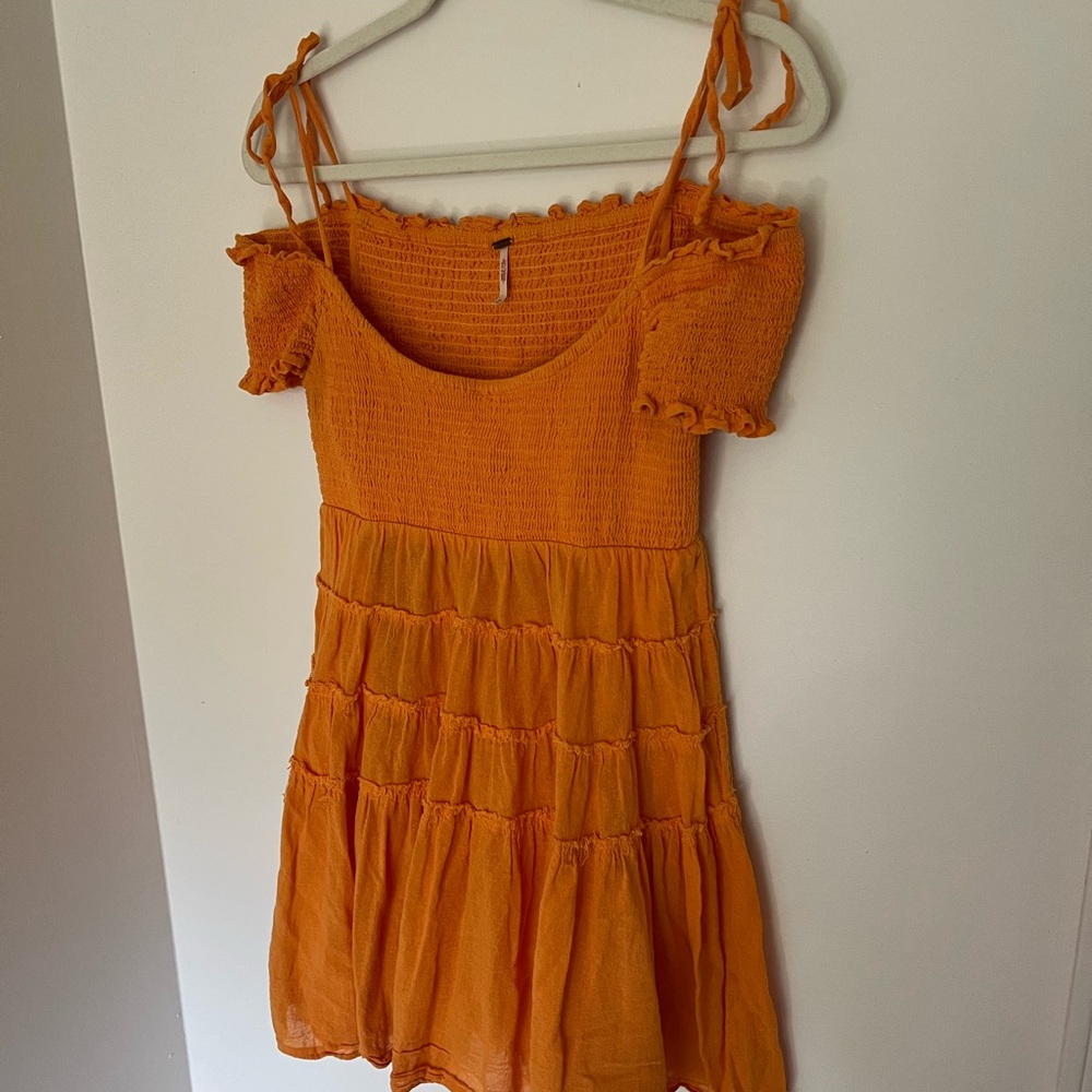 Free People Orange Smocked Sundress